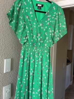 DKNY Green Floral Wedding Guest Dress
